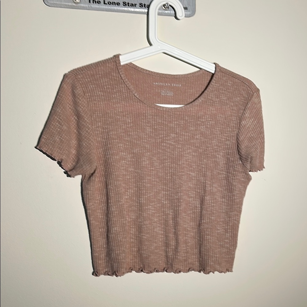 American Eagle Outfitters Women's Ribbed Brown Top